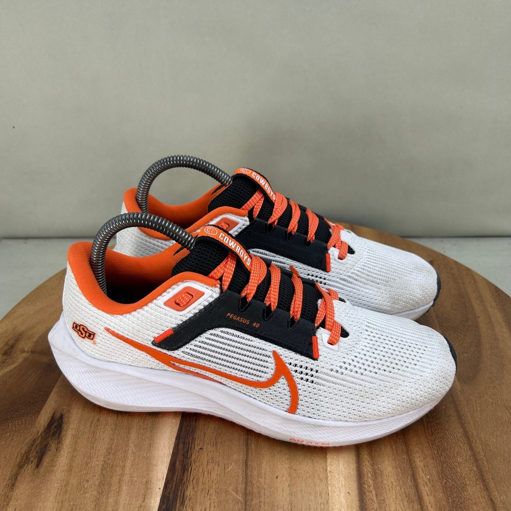 Nike Air Zoom Pegasus 40 Oklahoma State OSU White Orange Mens 6 Womens 7.5